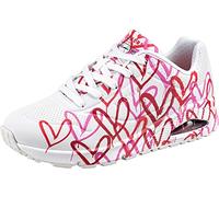 Skechers UNO Spread The Love, Zapatillas Mujer, White W Red and Pink Heart Print Durabuck M, 38.5 EU