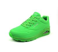 Skechers Uno, Zapatillas Mujer, Green Durabuck Mesh, 35 EU