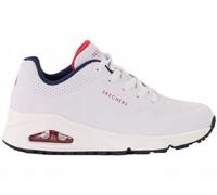 Skechers Uno, Zapatillas Mujer, White Durabuck Navy Red Trim, 37.5 EU