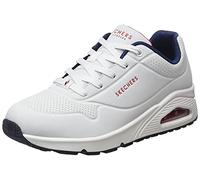 Skechers Uno, Zapatillas Mujer, White Durabuck Navy Red Trim, 41 EU