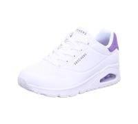 Skechers Uno, Zapatillas Mujer, White Durabuck Purple Suede Trim, 36 EU