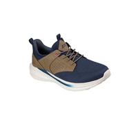 Skechers USA Men's Men's Slade-Breyer 210892 Knitted Mesh Bungee Lace W/Quarter Cage Slip On, Navy/Tan, 13