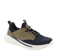 Skechers USA Men's Men's Slade-Breyer 210892 Knitted Mesh Bungee Lace W/Quarter Cage Slip On, Navy/Tan, 9.5