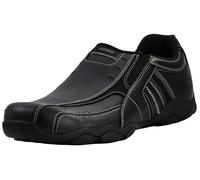 Skechers USA - Mocasín sin Cordones Diameter-Nerves para Hombre, Cuero Negro, 45.5 EU