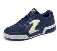 Skechers Viper Court Classic, Zapatillas Hombre, Piel sintética Azul Marino, Ribete Amarillo, 45 EU