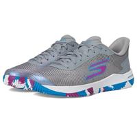 Skechers Viper Court Pro 2.0, Zapatillas Mujer, Tela sintética Gris con Ribete múltiple, 38.5 EU