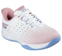 Skechers Viper Court Reload - Tenis para Mujer, Color Blanco sintético/Textil/Ribete Azul, Talla 5.5 UK, Tela sintética Blanca con Ribete Azul, 38.5 EU