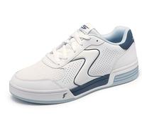 Skechers Viper Court - Tenis clásicos para Hombre, Piel Blanca/sintética/Textil/Ribete Azul, Talla 10 UK, Piel sintética Blanca y Ribete Azul, 45 EU