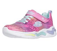 Skechers Wavy Beams, Zapatos deportivos Niñas, Pink Textile/Multi Trim, 33 EU