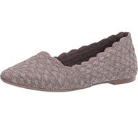 Skechers Women's Cleo-Scalloped Knit Skimmer Closed Toe Ballet Flats, Brown Dark Taupe Flat Knit Dktp, 35 EU