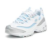 Skechers Women's D'Lites-Chromatic Sneaker, White Silver Light Blue, 39.5 EU