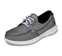 Skechers Women's Go Walk Lite-15433 Wide Boat Shoe, US, Negro y Blanco, 37.5 EU