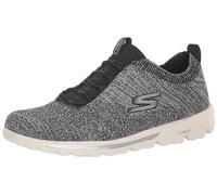 Skechers Women's GO Walk Travel-Radiant Moon Sneaker, Black/White, 5