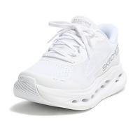 Skechers Women's MAX Cushioning Glide Step Caledonia Hands Free Slip-ins Sneaker, White/Silver, 6.5