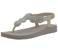 Skechers Women's Meditation Stars & Sparkle Circular Rhinestone Slingback Thong Nude Flip-Flop 7 M US