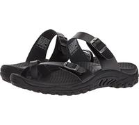 Skechers Women's Reggae-Carribean-Double Buckle Toe Thong Slide Sandal, Black, 6 M US