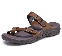 Skechers Women's Reggae-Carribean-Double Buckle Toe Thong Slide Sandal, Desert Crazyhorse, 8 M US