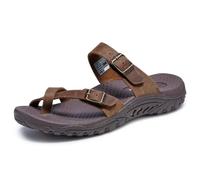 Skechers Women's Reggae-Carribean-Double Buckle Toe Thong Slide Sandal, Desert Crazyhorse, 9 M US