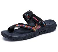 Skechers Women's Reggae-MAD Swag-Toe Thong Woven Sandal, Negro, 35.5 EU