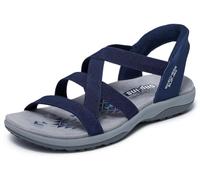 Skechers Women's Reggae Slim-Stretch Flex Hands Free Slip-ins Sandal, Navy, 7