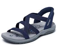 Skechers Women's Reggae Slim-Stretch Flex Hands Free Slip-ins Sandal, Navy, 9