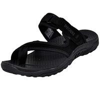 Skechers Women's Reggae Trailway Flip Flop, Black/White, 11 M US