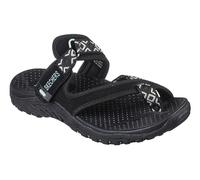 Skechers Women's Reggae Trailway Flip Flop, Black/White, 8 M US