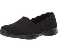 Skechers Women's Seager-STAT-Scalloped Collar, Engineered Skech-Knit Slip-On-Classic Fit Loafer, Black, 11 W US