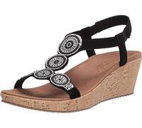 Skechers Women's Slingback Wedge Sandal, Black, 11 B (M)