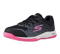 Skechers Women's Viper Court Pickleball Trainers, Black Synthetic Mesh Pink Trim, 35 EU