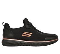 Skechers Zapatillas para mujer SQUAD SR – Black Flat Knit / Rose Gold Trim – 37.5 EU