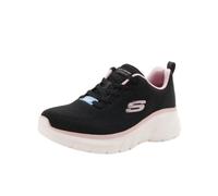 Skechers - Zapatilla Deportiva,de Tela,con Cordones,Suela de Goma,Suela Blanca con cuña,de Rejilla para: Mujer Color: Negro/Oro Rosa Talla:35