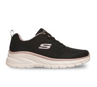 Skechers - Zapatilla Deportiva,de Tela,con Cordones,Suela de Goma,Suela Blanca con cuña,de Rejilla para: Mujer Color: Negro Y Rosa Talla:38