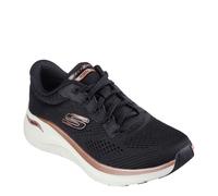 Skechers Arch Fit 2.0 Glow The Distance- Tenis para Mujer, Malla Negra y Ribete de Oro Rosa, 38 EU