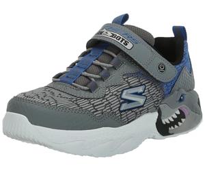 Skechers Zapatillas Creature-Lights para niño, Tela sintética Color carbón, Ribete Azul, 4 UK