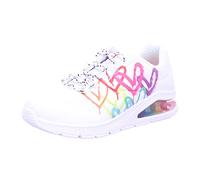 Skechers Zapatillas de Mujer, Wht Duraleather Multi Color Heart Print Trim, 35 EU