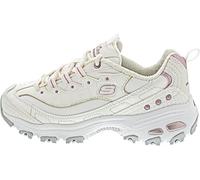 Skechers Zapatillas de Noche D'Lites para Mujer, Blanco Duraleather Ribete Lavanda, 38 EU
