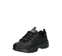 Skechers Zapatillas D'lites Fresh Start Mujer negro piel y malla, detalle carbón y amarillo 40 EU