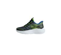 Skechers Niños Microspec Velocity Grid-Shift Zapatillas Deportivas, Black Synthetic Textile Blue & Lime Trim, 31 EU