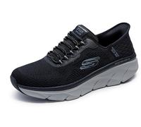 Skechers Zapatillas Deportivas para Hombre, Ajuste Relajado: D'Lux Walker 2.0 - Rezinate, Negro/Gris, 42 EU