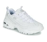 Skechers Zapatillas mujer D'lites Fresh Start Piel y malla blanca, ribete plateado L 42 EU