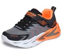 Skechers Zapatillas Flex-Glow Ultra para niño, Color Negro y carbón sintético/Textil/Rojo TR, Talla 12.5 UK Niño