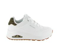 Skechers Uno - Jungle NiteSneaker para Mujer, Durabuck - Tenis de Malla de Gamuza con Estampado de Leopardo Blanco, 38 EU