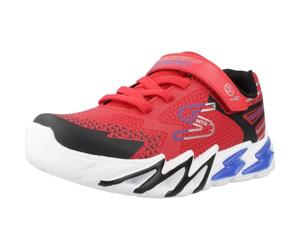 Skechers Zapatillas niño Flex Glow Bolt Color Rojo y Negro con Rayos Azules en la Suela Que se iluminan con Boton on Off Cierre de Tira adherente y Elasticos Ligeras y Muy Divertidas - 37