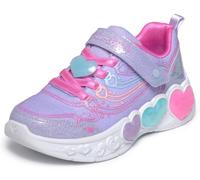 Skechers Zapatillas para niña con Luces de corazón Encantado, Malla Brillante Lavanda/sintético/Ribete múltiple, Talla 12.5 UK Niño