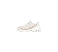 Skechers Mujer D'Lites Vintage Haze Zapatillas Deportivas, Natural Leather Duraleather Off White Mesh TR