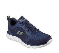 Skechers Track Glendor, Zapatillas Hombre, Navy Knit/Lime PU, 45 EU