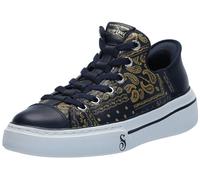 Skechers Zapatillas Unisex sin Cordones x Dogg-Snoop One Double G de Piel con Estampado de Bandana, Color Azul Marino y Dorado, Talla 7.5 de Reino Unido, Cuero Estampado Bandana Oro Marino, 41.5 EU