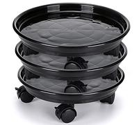 Skelang 3 Soportes para macetas con Ruedas, 30 cm, Soporte rodante, Plantas, Soporte para Plantas con Rueda para Plantas de Interior y Exterior, Capacidad de Carga, 56 kg, Color Negro