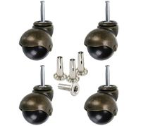 Skelang 4 piezas rueda de bola de bronce, ruedas de muebles de 40 mm, ruedas de bolas redondeadas con freno, reemplazo de muebles, sofás, sillas, capacidad de carga 22.7kg por rueda